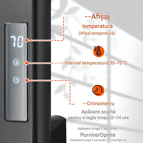 Electric Towel Rail 70W 96x58cm Black