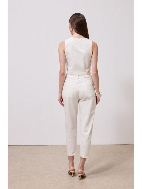 Women's Fabric Trousers Ecru