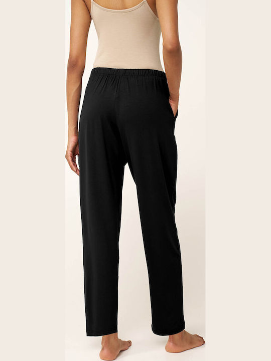Women's Fabric Trousers with Rubber Band in Tapered Leg Green Garden