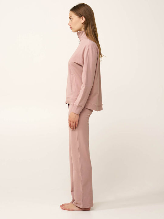 Vamp Vamp Damen Schlafanzug & Pyjamas Winter Baumwollene Strickjacke Pink Shadow