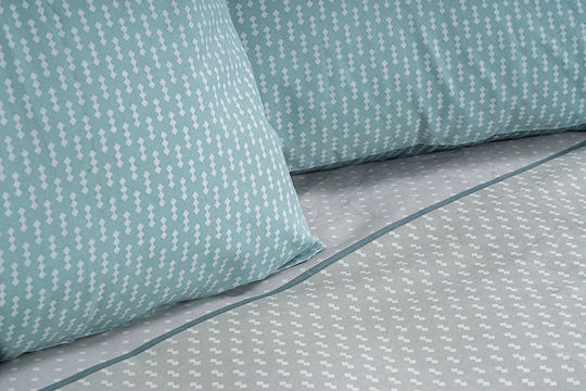 Beauty Home 12370 Super-Double Set 4 Pieces 170x200+32cm with Turquoise Rubber Hugger
