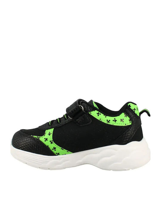 Παιδικά Sneakers Ανατομικά με Σκρατς & Φωτάκια Πράσινα