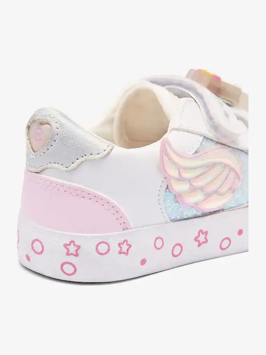 Kids Sneakers Anatomic with Hoop & Loop Closure and Lights White