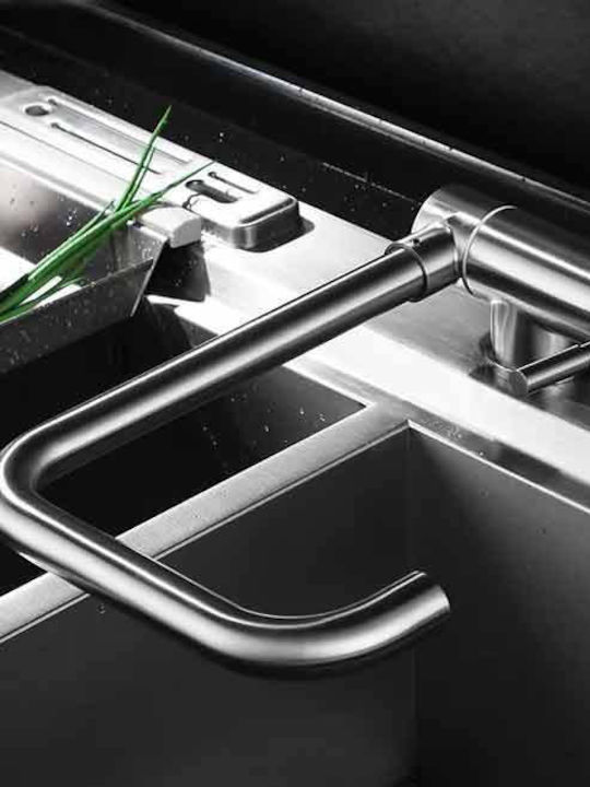 Landsh Μπαταρία Κουζίνας Ψηλή Πάγκου Inox Ασημί