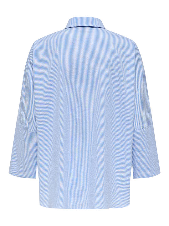 Long Sleeve Women's Cotton Shirt Blue