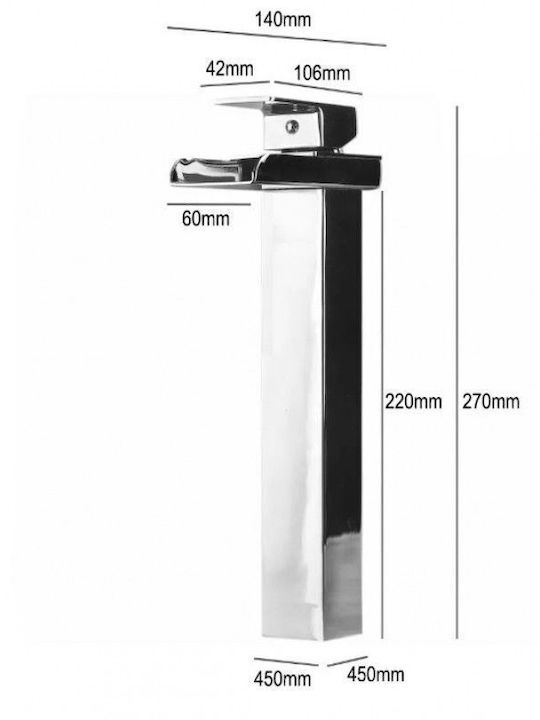 Landsh Mischung Waschbeckenarmatur Wasserfall Groß Edelstahl Silber