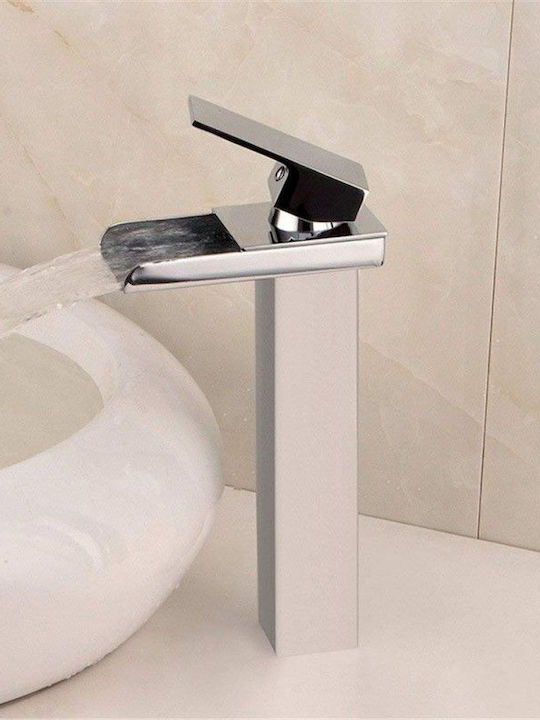 Landsh Mischung Waschbeckenarmatur Wasserfall Groß Edelstahl Silber