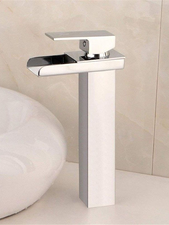 Landsh Mischung Waschbeckenarmatur Wasserfall Groß Edelstahl Silber