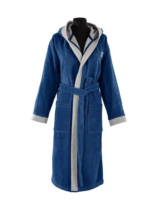 Guy Laroche Monogram Bademantel mit Kapuze Marine