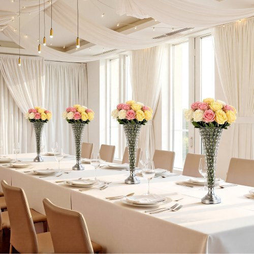 Vevor Set Decorative Crystal Silver Vases 17xH51cm 4 Pieces