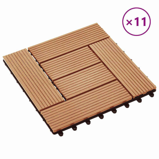 vidaXL Material for Garden Flooring from Wood 30x30cm 11 Pieces