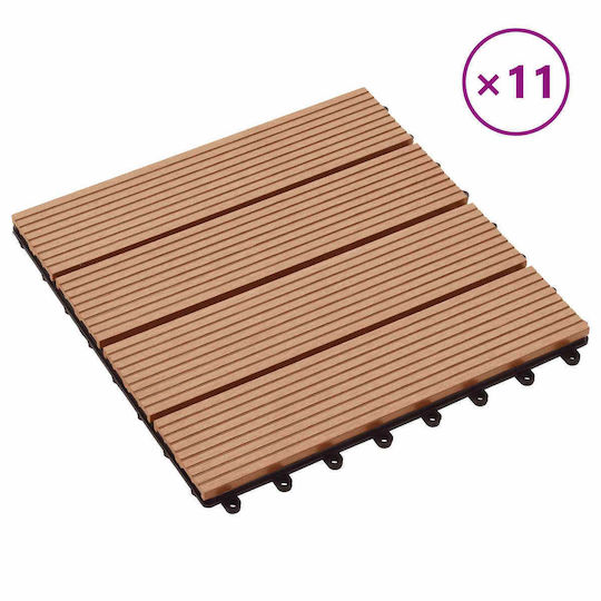vidaXL Wood Garden Flooring Material 30x30cm 11 Pieces