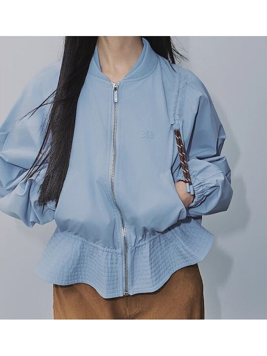 Short Women's Jacket for Spring/Autumn Sky-blue
