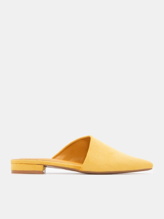 Flat Suede Mules σε Κίτρινο Χρώμα