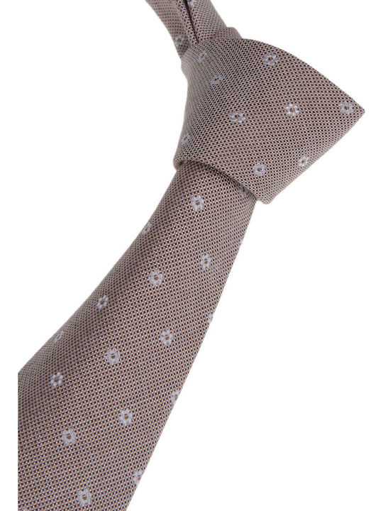 Manetti Men's Silk Tie with Printed Designs in Beige Color