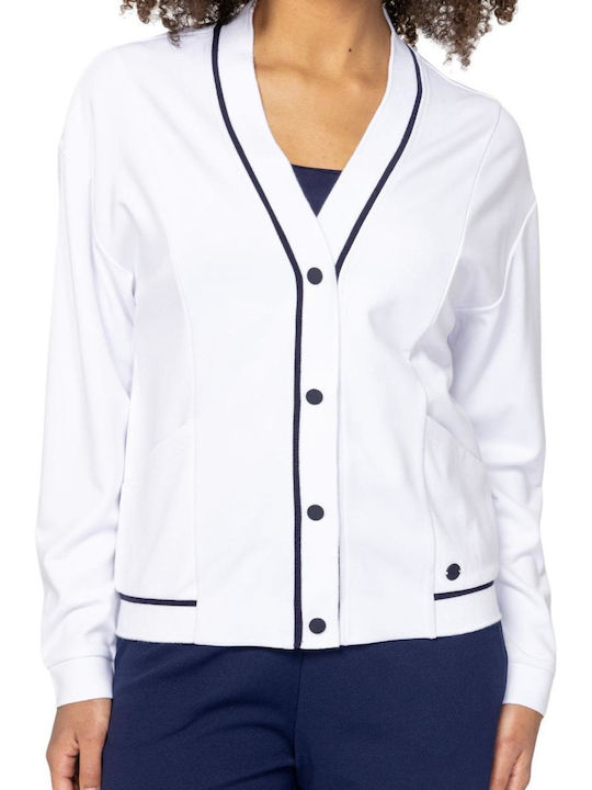 Damen Strickjacke mit Knöpfen Weiß