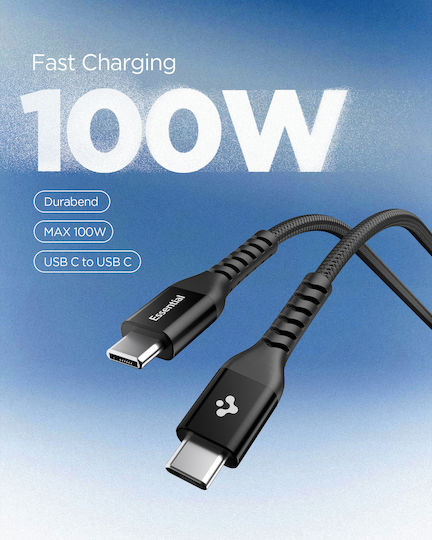 Spigen USB 2.0 Kabel USB-C männlich - USB-C 100W PD Schwarz 1m ACA11103