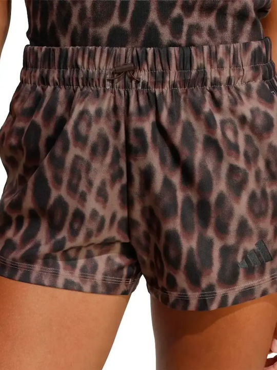 Essentials Дамски Висока Талия Спортен Шорт Leopard Print