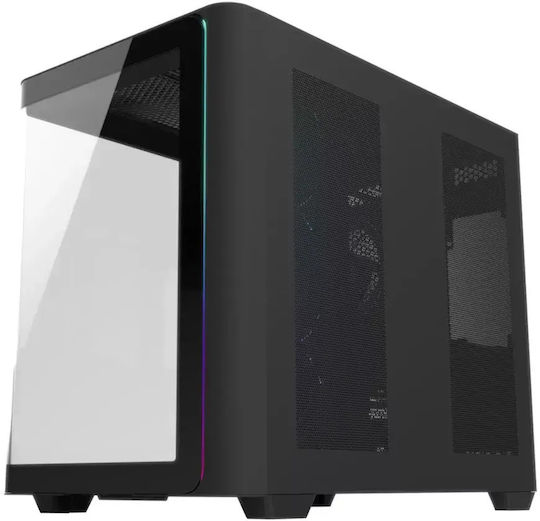 FSP/Fortron M580 Plus Gaming Middle Tower Carcasă Calculator cu Fereastră Laterală și Iluminare RGB Negru