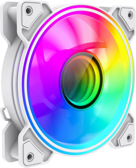 GameMax Case Fans 120mm (1200rpm) with RGB Lighting and 3-Pin Connection White