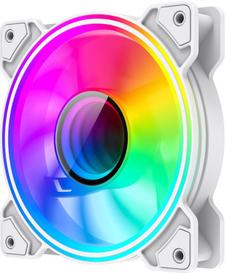 GameMax Case Fans 120mm (1200rpm) with RGB Lighting and 3-Pin Connection White