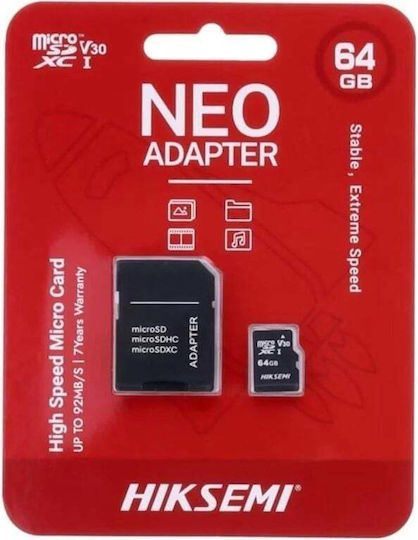 Hiksemi microSDXC 64GB Class 10 UHS-I με αντάπτορα