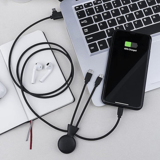 Xoopar Редовна USB към Lightning / Type-C Кабел Черен 1м