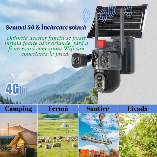 FOX385576 Cameră de Supraveghere IP Wi-Fi/4G 12MP Impermeabilă cu Baterie cu Comunicare Bidirecțională