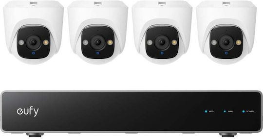 Κιτ Βιντεοεπιτήρησης Eufy Security Nvr Poe E41 Ανάλυση 4k Ζουμ 5× Τεχνητή Νοημοσύνη Νυχτερινή Όραση Χρώματος 4 Κάμερες Turret