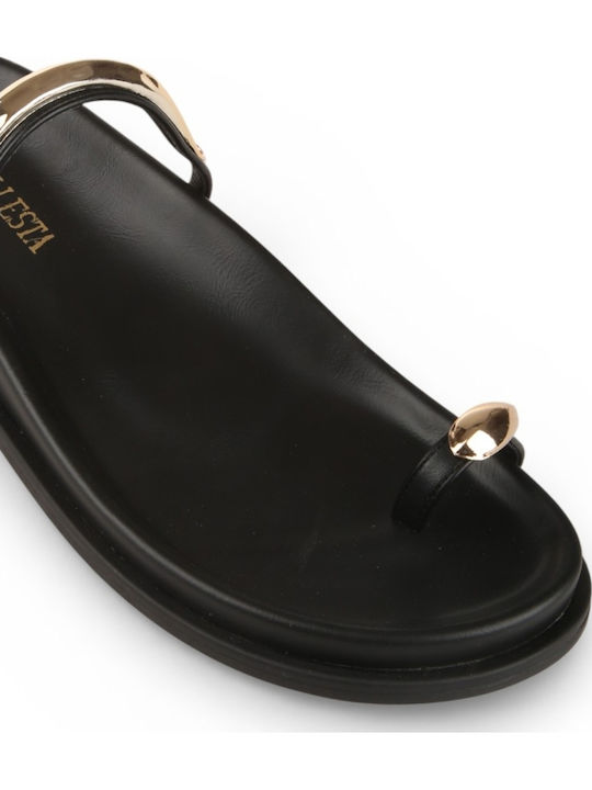 Damen Flache Sandalen Schwarz