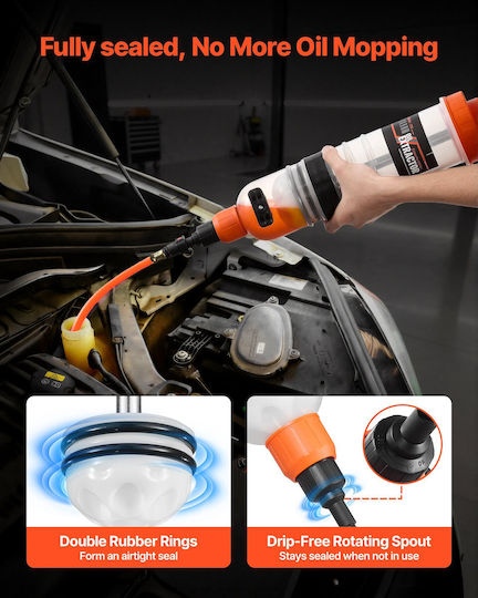 Vevor Fluid Extractor 1.5 L Manual Car Fluid Extraction Pump Oil Syringe Long Tube Extensions Easy Oil Change Suction Pump Lawn Mowers Cars Boats Golf Carts Motorcycles