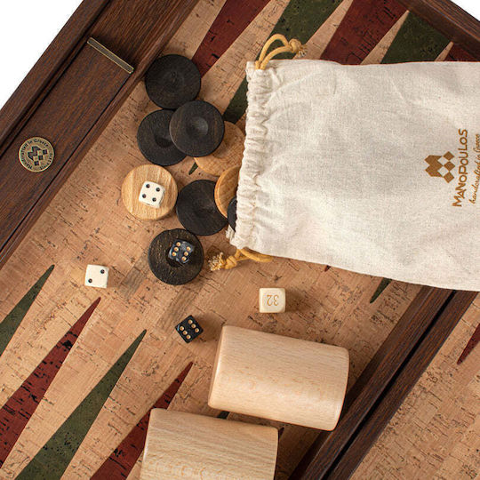 Manopoulos Piese de Joc din Lemn Naturale pentru Backgammon Lucrate Manual Albastre Roșii Verzi