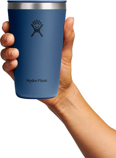 Hydro Flask Ποτήρι Θερμός Ανοξείδωτο 473ml Harbor Blue με Καλαμάκι και Λαβή