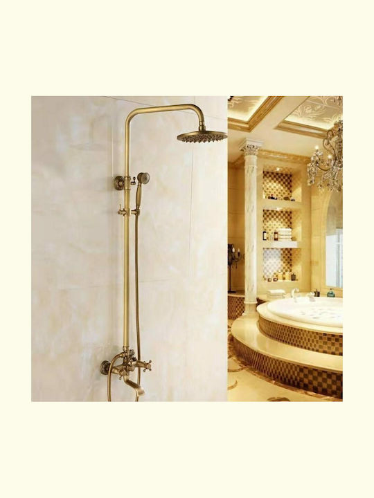 Landsh Shower Column with Bathtub Mixer Bronze