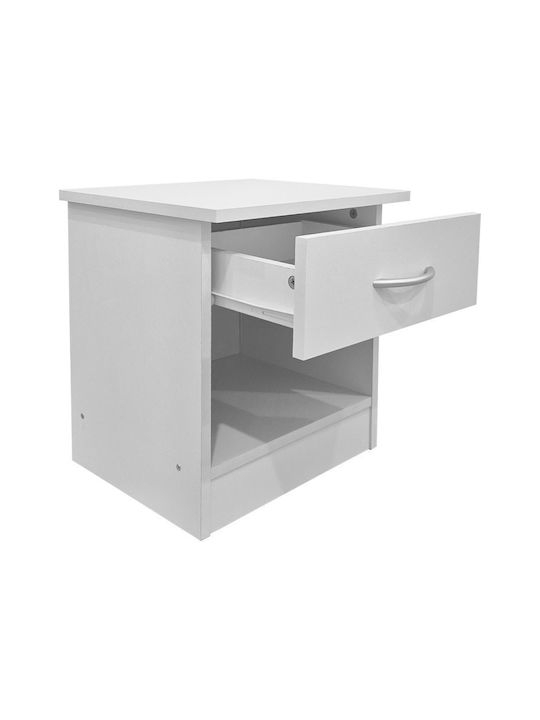 Κομοδίνο Bedy Ξύλινο Λευκό 40x34x42cm