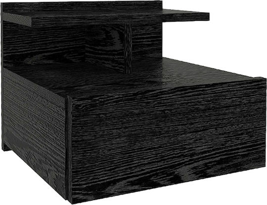 Wand-Nachttisch Mislina Holz Schwarz 40x33.2x32cm