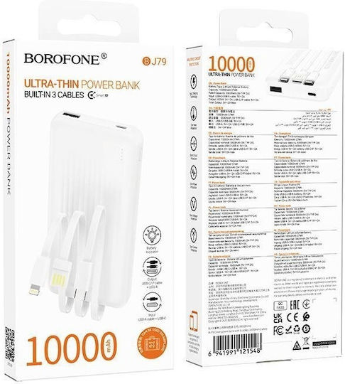 Borofone BJ79 Power Bank 10000mAh με Θύρα USB-A Λευκό