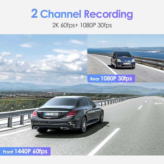 Viofo A129 Plus Duo Σετ Κάμερα DVR Αυτοκινήτου 1440P με Οθόνη 2" Bluetooth, Wi-Fi, GPS & Κάμερα Οπισθοπορείας