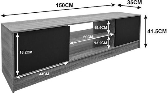 Έπιπλο Τηλεόρασης Sasa Λευκό Μ150xΠ35xΥ41.5cm