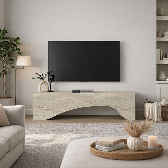 Mara with LED Lighting Travertine TV Stand L150xW31.4xH40cm