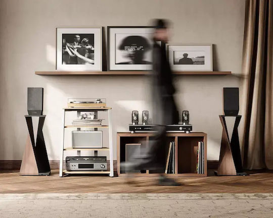 Fitueyes Eiffel AS07 Hi-Fi Furniture White/Oak 61x78x56.5cm