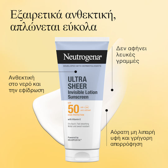 Neutrogena® Ultra Sheer Invisible Hydrating Lotion Αντηλιακό Σώματος Λεπτόρρευστης Υφής με Δείκτη Προστασίας SPF50 για Εντατική Ενυδάτωση & Άμεση Απορρόφηση 200ml