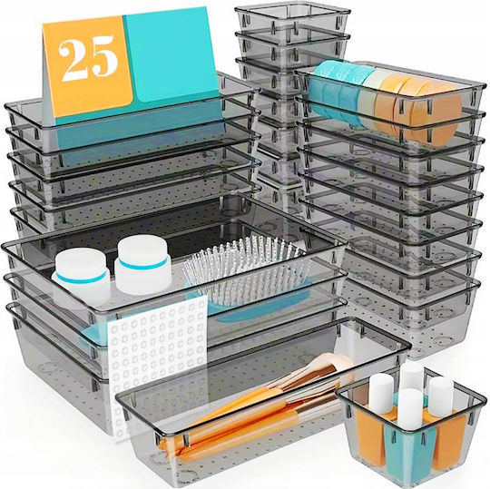 Organizer De Sertare Din Plastic Culoare Gri 25 Bucăți