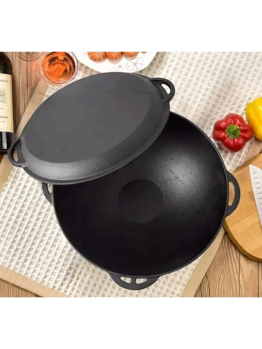 Perfect Home Wok από Μαντέμι με Καπάκι με Επίστρωση από Πέτρα 37cm