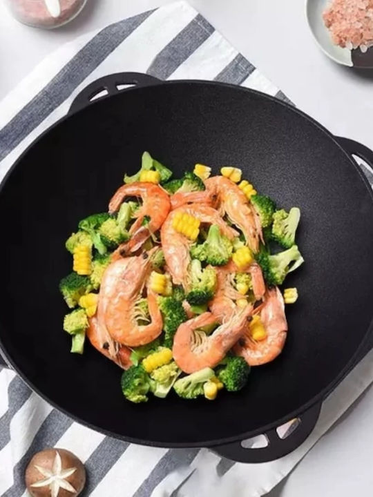 Perfect Home Wok από Μαντέμι με Καπάκι με Επίστρωση από Πέτρα 37cm
