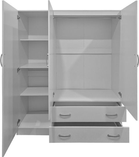 Alvia Dulap Triplă Uși Alb 150x51x180cm