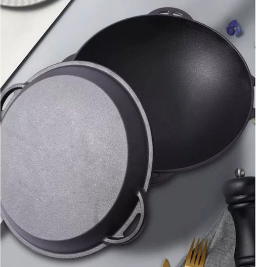 Perfect Home Wok din Fontă cu Capac cu Acoperire din Piatră 37cm