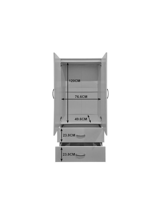 Alvia Doppeltür Kleiderschrank Anthrazit 80x51.5x180cm