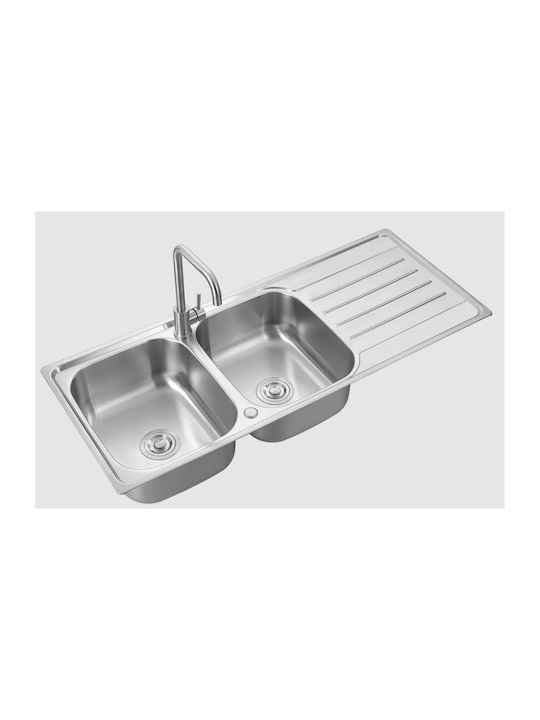 WDA 12050 Ένθετος Νεροχύτης Inox Σατινέ Μ120xΠ50cm Ασημί