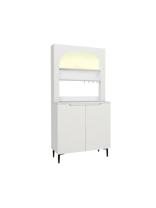 LED Küchenschrank Wand Weiß 90x40x181,8cm
